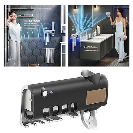 Smart UV SterilizationToothbrush Holder Dispenser USB Solar-panel