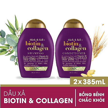 Bộ Đôi Dầu Gội Và Dầu Xả (385ml) Biotin & Collagen OGX Shampoo và Conditioner