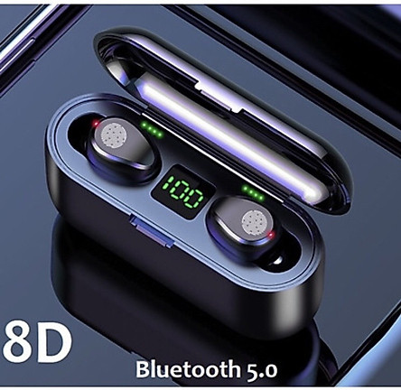 Tai nghe bluetooth không dây F9 True wireless Dock Sạc có Led Báo Pin Kép