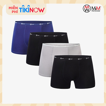 Combo 4 quần lót nam Boxer sợi cạp 1cm sợi tre tự nhiên mềm mịn thấm hút mồ hôi, co giãn 4 chiều MRM Manlywear (3 màu)