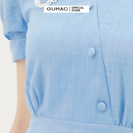 Đầm dáng xòe nữ thiết kế cổ viền đăng ten GUMAC DB310