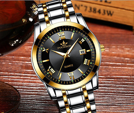 Đồng hồ nam FOURRON F1128 santafe watch 2020 Lịch ngày dây thép không gỉ cao cấp