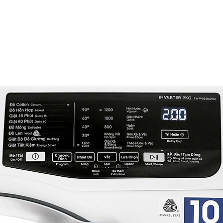 Máy Giặt Cửa Trước Inverter Electrolux EWF9025BQ (9kg) - Hàng Chính Hãng