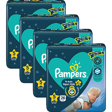 Combo 4 Tã Quần Pampers Ngủ Ngon - Bao Bì Ngẫu Nhiên