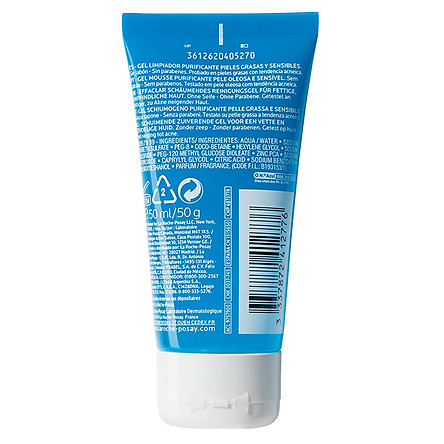 Gel rửa mặt tạo bọt làm sạch & giảm nhờn cho da dầu nhạy cảm La Roche-Posay Effaclar Purifying Foaming Gel (50ml)