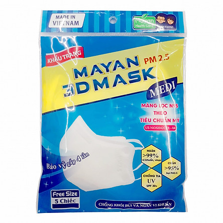 Khẩu Trang Mayan 3D Mask Chống Bụi PM 2.5 Gói 5 Miếng