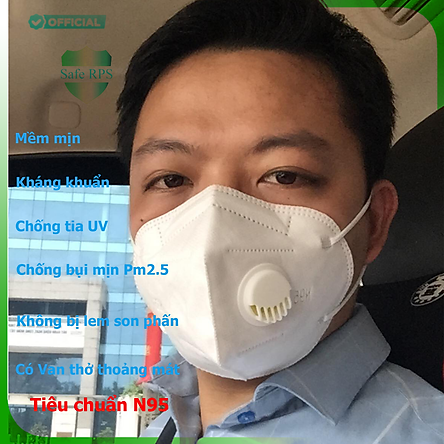 Hộp 20 cái Khẩu trang N95 Pro Mask, có van thở, kháng khuẩn, chống bụi siêu mịn PM2.5, màu trắng - ISO13485, CE, FDA - xuất khẩu Châu Âu , Mỹ ; Tặng móc treo khóa mica