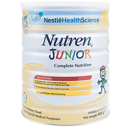 Sản Phẩm Dinh Dưỡng Y Học NUTREN JUNIOR Lon 800g - Tặng Gối Ôm Hình Bút Chì