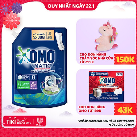 Túi Nước Giặt Omo Matic Cửa Trước Khử Mùi Thư Thái