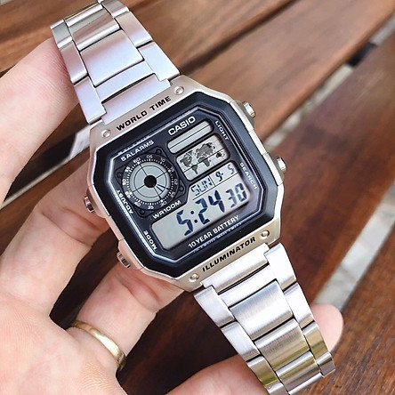 Đồng hồ nam Casio AE-1200WHD-1AVDF tặng kèm dây da bò