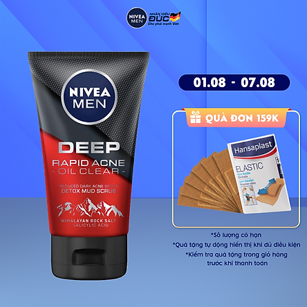 Sữa rửa mặt Ngừa mụn Sạch sâu NIVEA MEN Himalaya Deep Rapid Acne Oil Clear (100g) - 88521