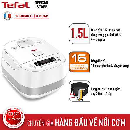 Nồi cơm điện cao tần Tefal RK808168 1.5L - 1200W - Công nghệ Fuzzy logic - Lòng nồi niêu dày 3mm với 5 lớp tích hợp - Ứng dụng công nghệ điện từ IH - Hàng chính hãng