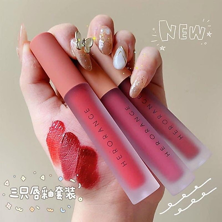 Set 3 Cây Son Kem Lì Herorange Fluffy Lip Glaze