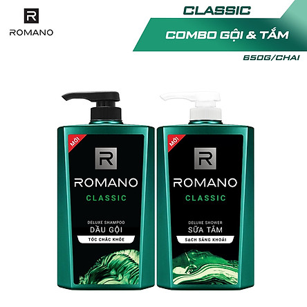 Combo Dầu gội và Sữa tắm Romano Classic cổ điển lịch lãm 650gr/chai