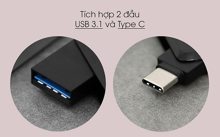 Tích hợp 2 đầu tiện ích - USB OTG 3.1 64GB Sandisk SDDDC3 đen