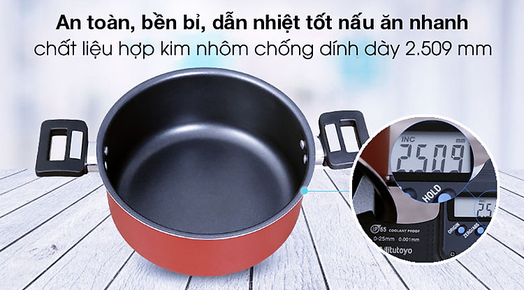 Chất liệu - Nồi nhôm chống dính đáy từ 22cm Hommy NE002-22