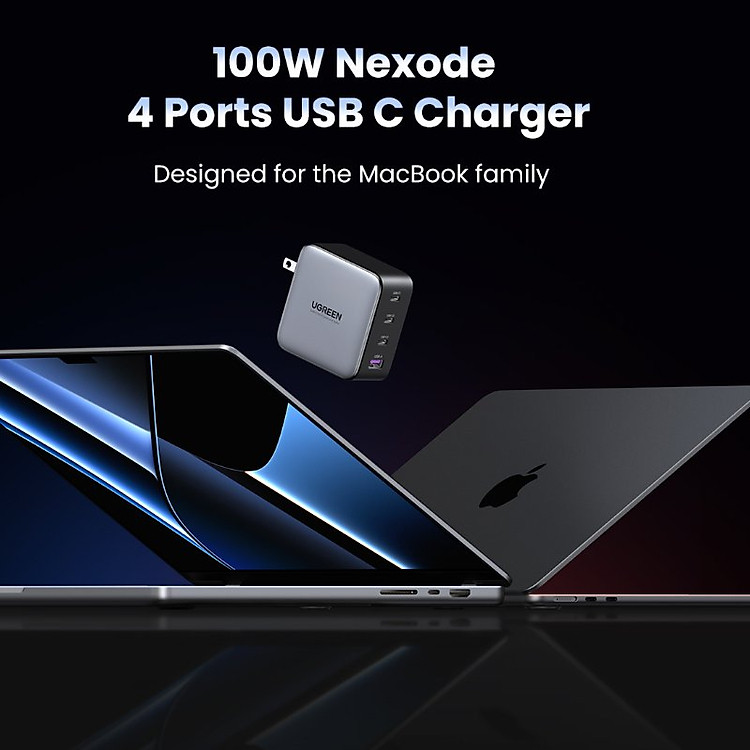 Củ sạc nhanh 100W USB Type C Ugreen với 4 cổng sạc nhanh được thiết kế theo phong cách Macbook