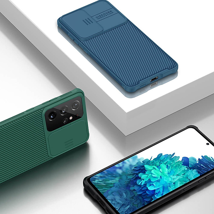 Ốp lưng cho Samsung Galaxy S21 Plus bảo vệ camera chống sốc hiệu Nillkin Camshield chống sốc cực tốt, chất liệu cao cấp, có khung & nắp đậy bảo vệ Camera - hàng chính hãng