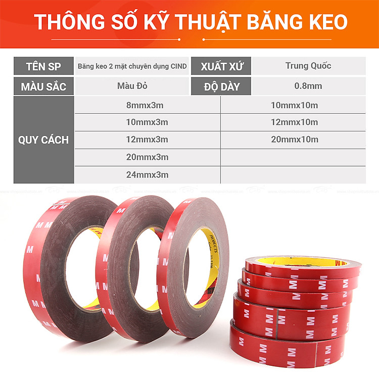 băng keo 2 mặt chuyên dụng cind (12mmx3m) 7