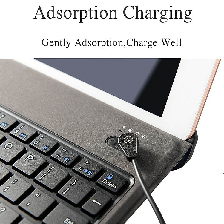 Bàn phím Bluetooth có đèn kèm bao da slim có thể tách rời và khay đựng bút pencil cho iPad 9.7 2018 Promax BLED(Màu đen)