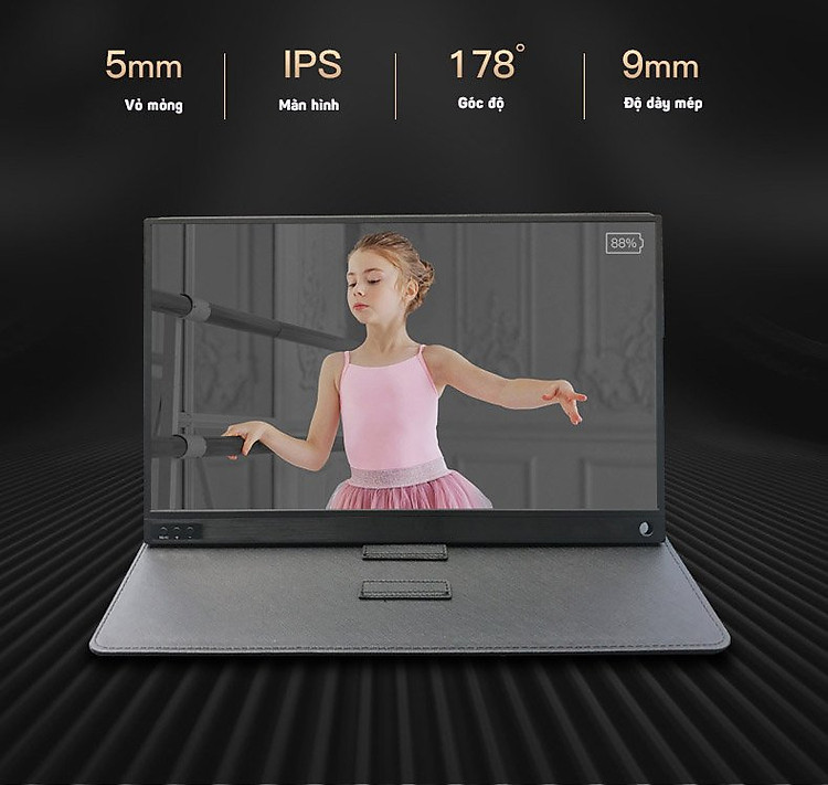 Màn hình di động tích hợp pin Aturos P15BT kết nối laptop, Mini PC, PC (Màu đen)