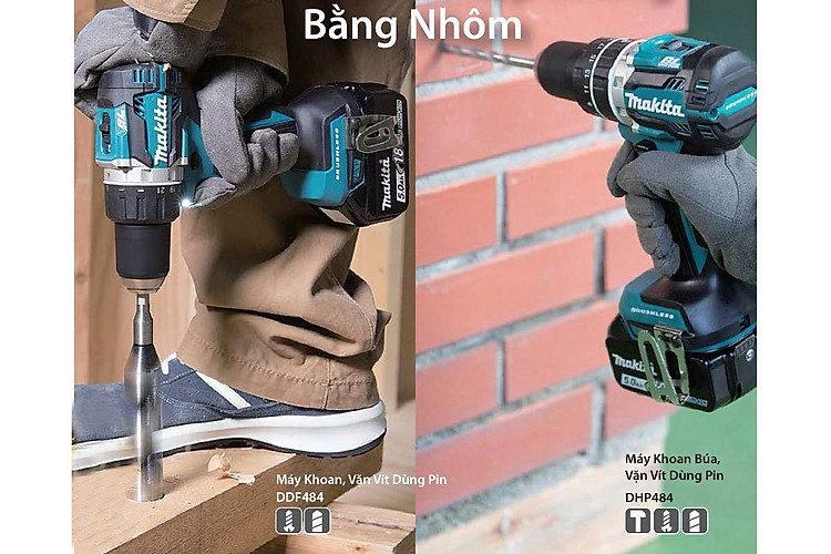 Máy khoan búa vặn vít pin 18V Makita DHP484RTE
