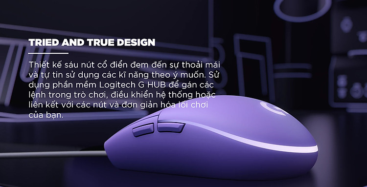 Chuột Logitech G203 LightSync RGB thiết kế