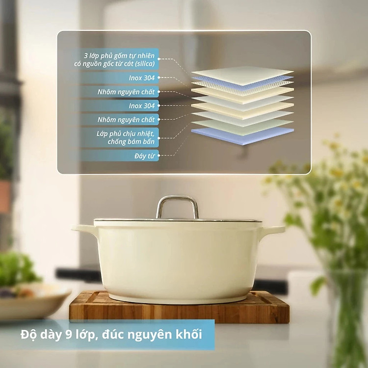 Nồi chống dính phủ gốm Haatz Hàn Quốc size 20cm dung tích 2.2L