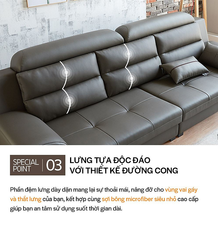 SF300 - GHẾ SOFA DA THẬT 4 CHỖ NGỒI KÈM ĐÔN - CHI TIẾT 03 