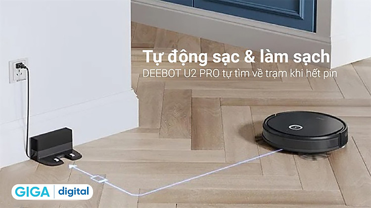 robot hút bụi lau nhà U2 Pro có thể tự tìm về trạm sạc mỗi lần hết pin