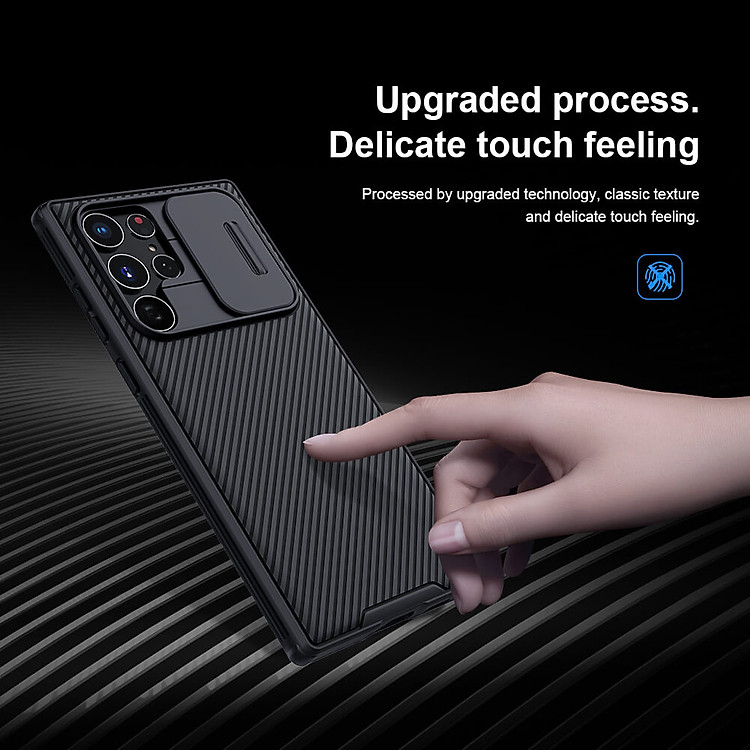Ốp lưng chống sốc cho Samsung Galaxy S22 Ultra bảo vệ Camera hiệu Nillkin Camshield Pro chống sốc cực tốt, chất liệu cao cấp, có khung và nắp đậy bảo vệ Camera - hàng nhập khẩu