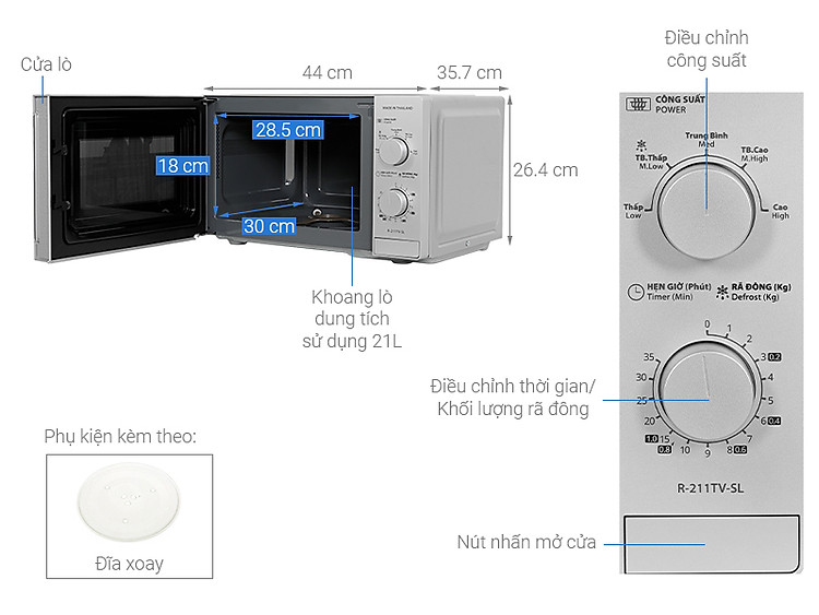 Lò vi sóng Sharp R-211TV-SL 21 lít
