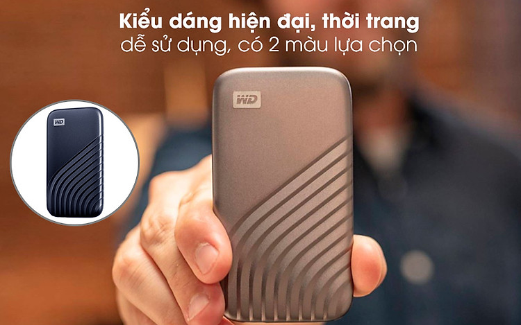 Ổ cứng SSD 1TB WD My Passport BAGF0010 Xám - Thiết kế thời trang, vỏ bóng sáng đẹp mắt