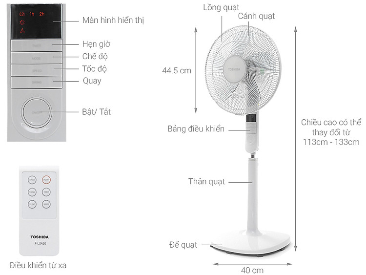 Quạt cây Toshiba 5 cánh F-LSA20(H)VN 60W