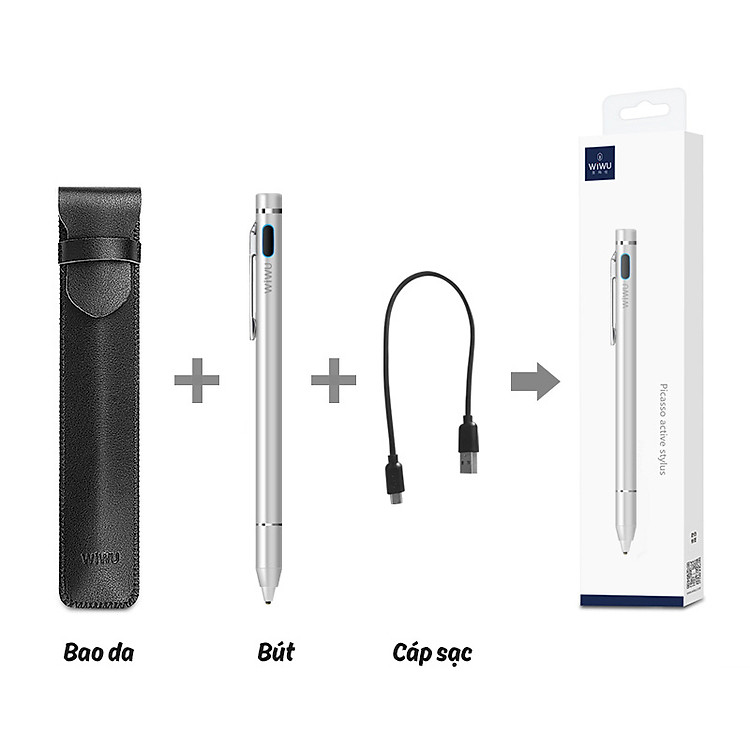 Bút cảm ứng stylus đầu ngòi nhỏ  WIWU Picasso active stylus P666 dùng cho iPhone, iPad, Android
