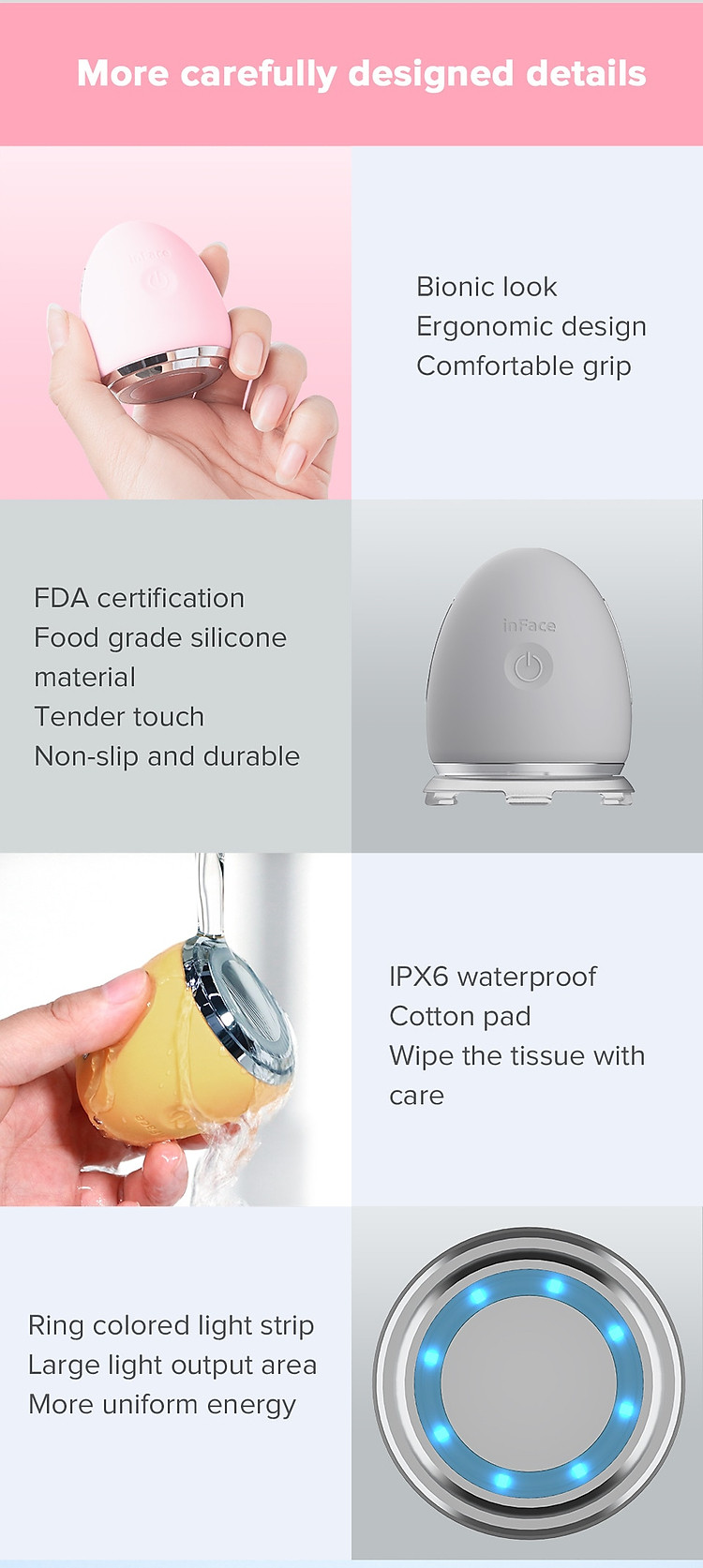 Xiaomi InFace Mặt Rung Nhiều Màu Trẻ Hóa Ion Máy Massage Mặt Làm Đẹp Chăm Sóc Da Mặt 9