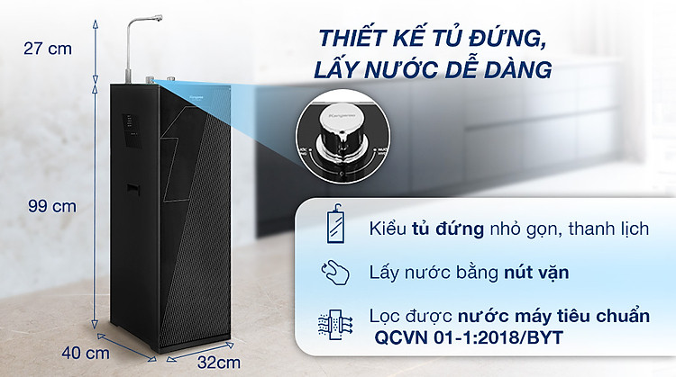 Máy lọc nước RO nóng nguội lạnh Kangaroo Infinity KG10A9I 8 lõi - Thiết kế