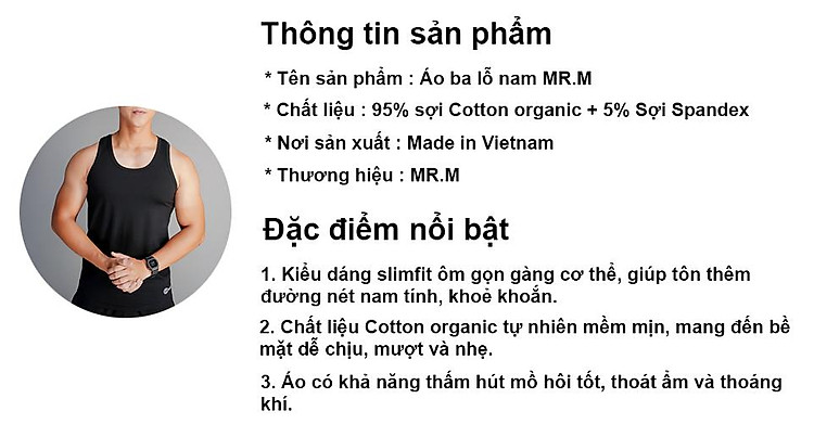 Combo 2 áo ba lỗ nam/áo 3 lỗ nam, sợi cotton mềm mịn siêu thoáng mát, thấm hút mồ hôi cực tốt, co giãn 4 chiều MRM FASHION -MM