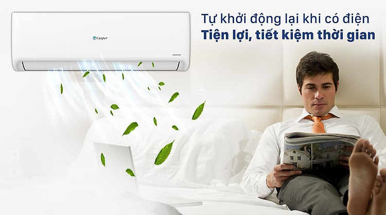 Máy lạnh Casper Inverter 1 HP có thể tự khởi động lại khi có điện tiện lợi 