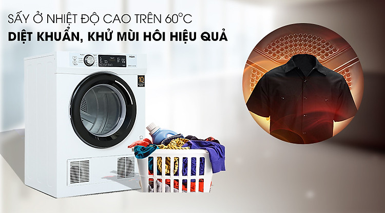 Máy sấy Aqua 7 KG AQH-V700FW - Diệt khuẩn