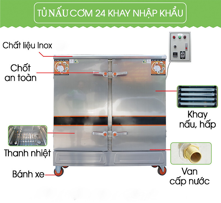 Tủ nấu cơm bằng điện 24 khay  NewSun (72 kg/mẻ) - Không tủ điều khiển (Ảnh 10)