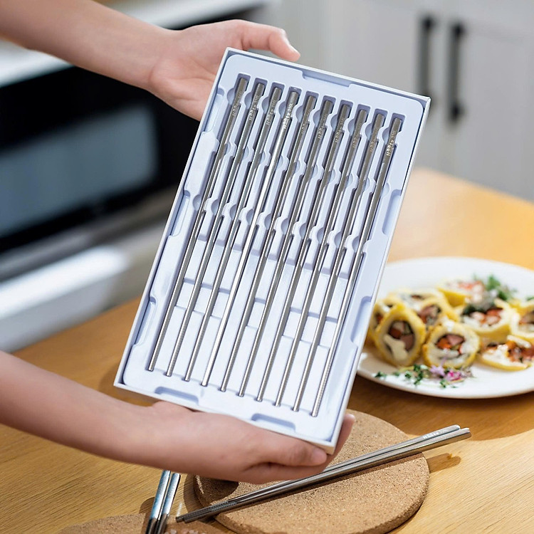 Bộ 10 đôi đũa inox 316L Haatz Hàn Quốc CIM316