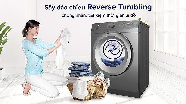 Máy sấy thông hơi Electrolux 8.5 kg EDS854N3SB - Sấy đảo chiều giảm nhăn Reverse Tumbling