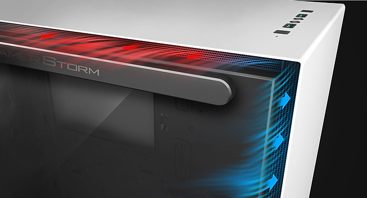 DEEPCOOL GAMERSTORM MACUBE310 WH ATX Mid Tower Case VENTILATION CHANNELS installation location close-up
