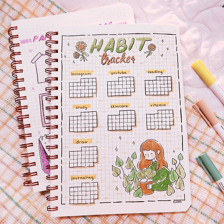 Sổ lò xo kép Caro hoạt hình dễ thương