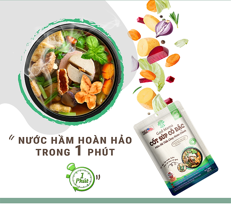 Cốt súp cô đặc - Món Hủ Tiếu Chay Hoàn Chỉnh - Gia vị nấu hủ tiếu chay tiện lợi - Hũ 200gr - Tiêu chuẩn FDA, không bột ngọt, không chất bảo quản, tốt cho sức khỏe - Sản phẩm số 1 tại Mỹ 2