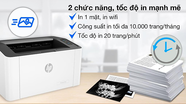 Máy in Laser Trắng Đen HP 107w WiFi (4ZB78A) - Chức năng in