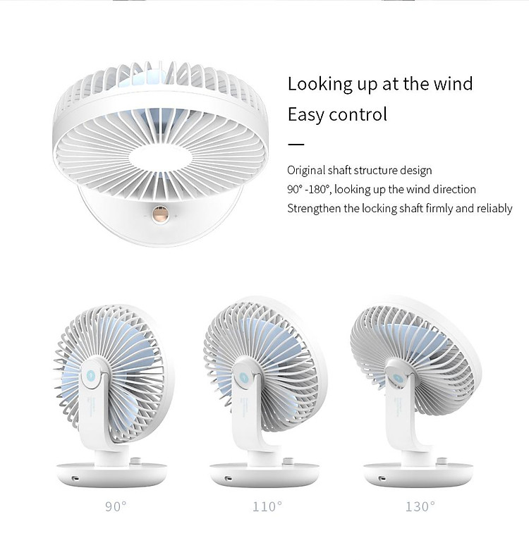 Xiaomi Uareliffe Quạt để bàn mini USB có thể sạc lại Thích hợp cho mùa hè Ngoài trời Điều chỉnh tốc độ lắc của đầu quạt