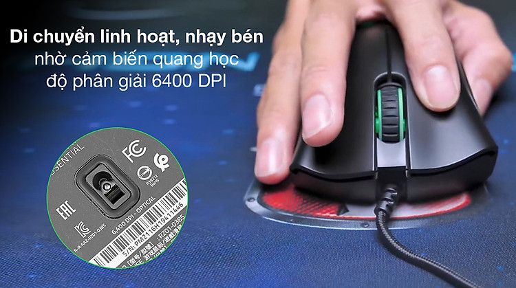 Di chuyển nhanh nhạy - Chuột Có Dây Gaming Razer DeathAdder Essential