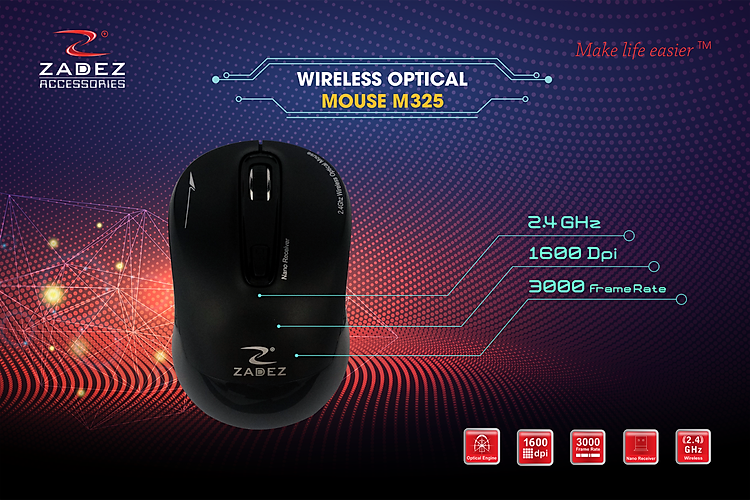 Chuột không dây Wireless mouse Zadez M325